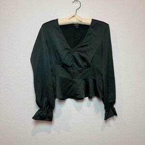 Express Emerald Satin Blouse